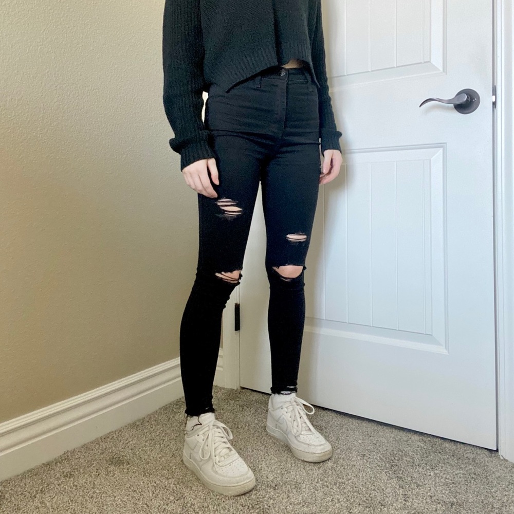 Hollister black ultra high rise ripped jeans